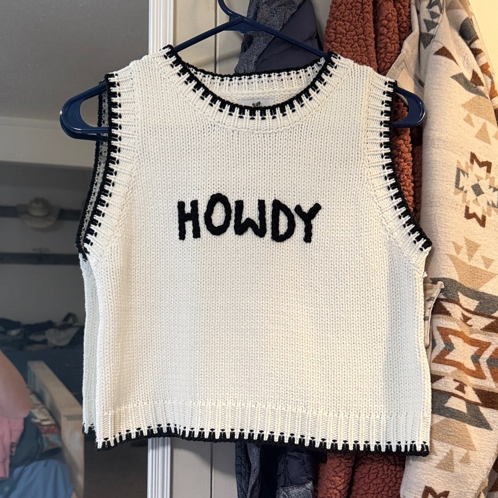 White Knit 'Howdy' Tank Top